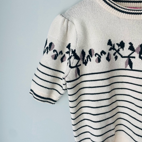 THML Anthropologie Ivory and Black Floral Sweater - Picture 2 of 6